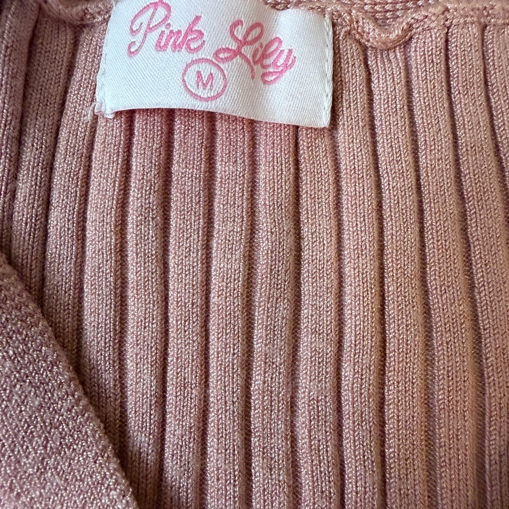 Pink Lily Soft Pink Ribbed Cardigan - Picture 2 of 2